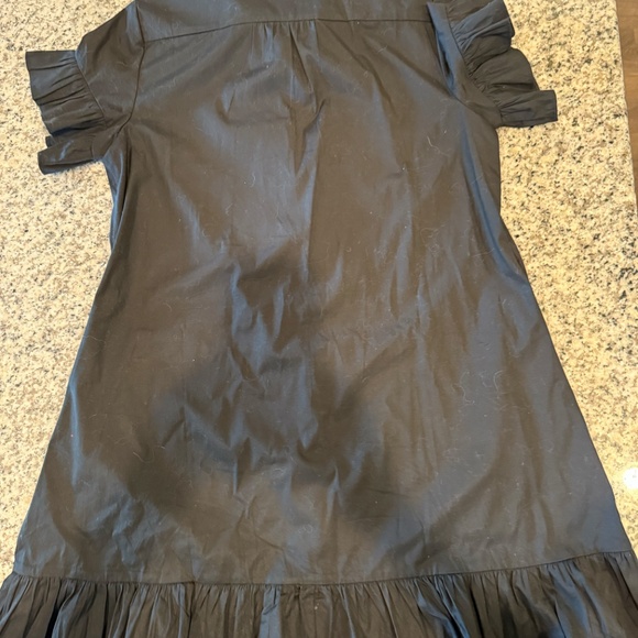 J. Crew Ruffle-hem shirtdress in cotton poplin in black - Size small - Picture 3 of 5
